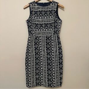 Brooks Brothers Women’s Embroidered Corduroy Sheath Tribal Dress 4P Blue Boho